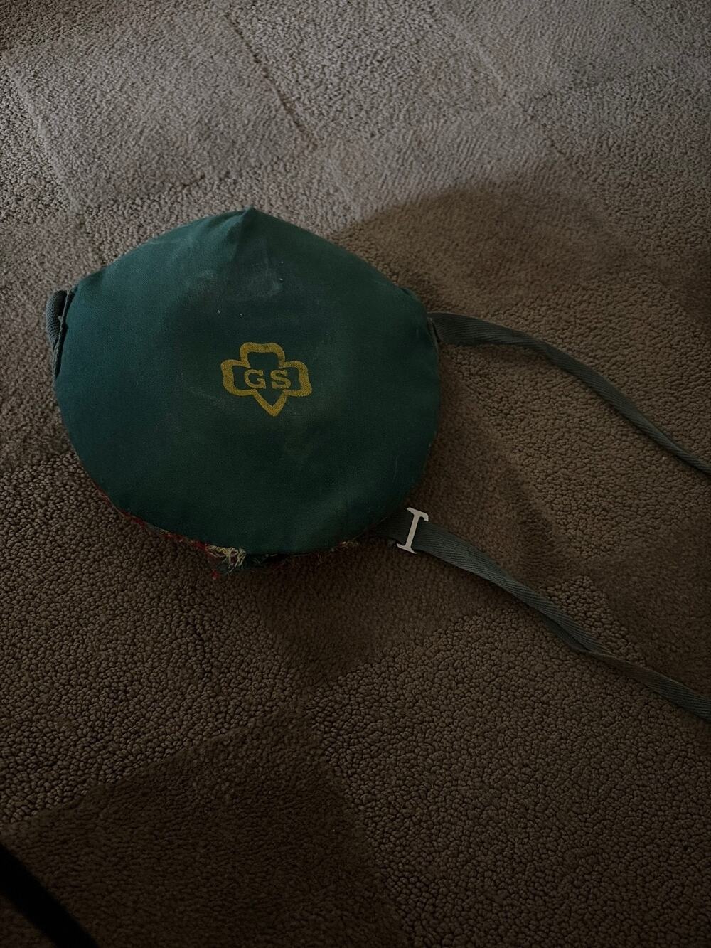 Vintage Green and Red Plaid Canvas Girl Scout Canteen with Adjustable Strap